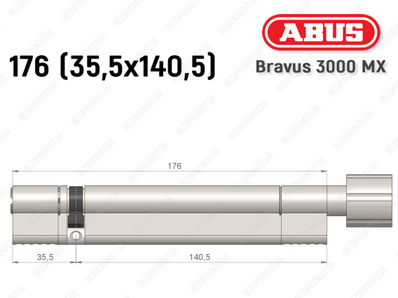 Цилиндр ABUS BRAVUS 3000 MX, ключ-тумблер, 175 мм (35х140T)