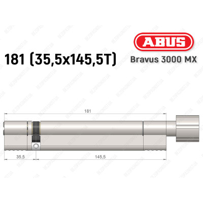 Цилиндр ABUS BRAVUS 3000 MX, ключ-тумблер, 180 мм (35х145T)