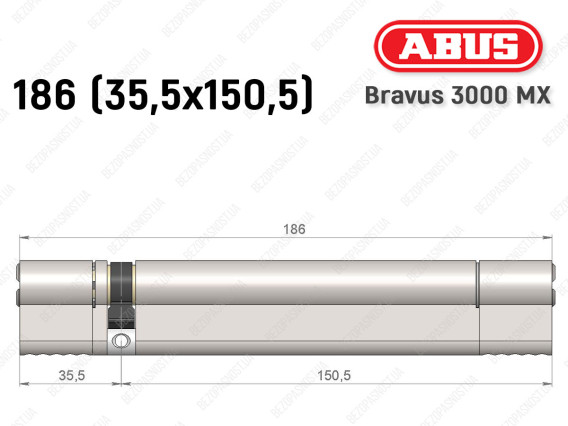 Цилиндр ABUS BRAVUS 3000 MX, ключ-ключ, 185 мм (35х150)