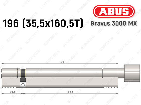 Цилиндр ABUS BRAVUS 3000 MX, ключ-тумблер, 195 мм (35х160T)