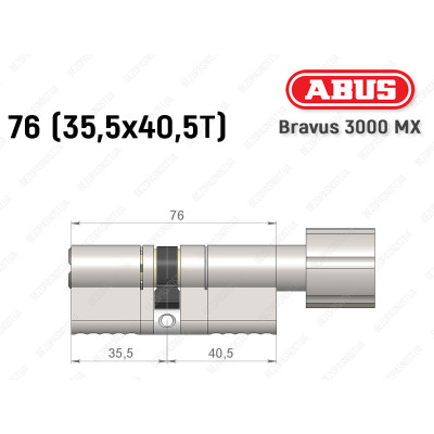 Цилиндр ABUS BRAVUS 3000 MX, ключ-тумблер, 75 мм (35х40T)
