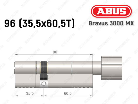 Цилиндр ABUS BRAVUS 3000 MX, ключ-тумблер, 95 мм (35х60T)