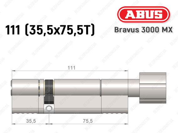 Цилиндр ABUS BRAVUS 3000 MX, ключ-тумблер, 110 мм (35х75T)