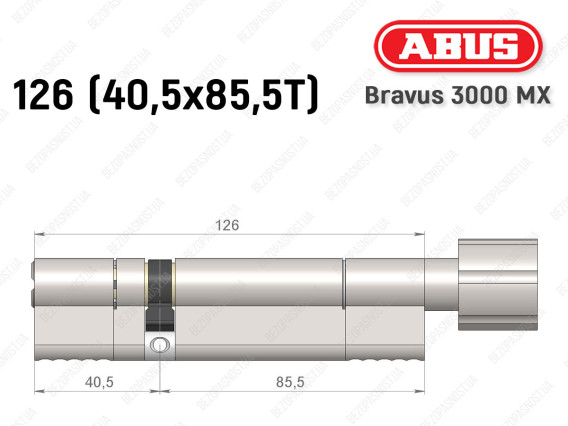 Циліндр ABUS BRAVUS 3000 MX, з тумблером, 125 мм (40х85T)