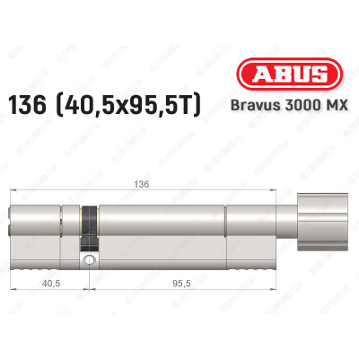 Циліндр ABUS BRAVUS 3000 MX, з тумблером, 100 мм (30х70T)