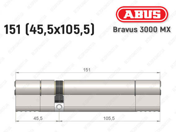 Циліндр ABUS BRAVUS 3000 MX, ключ-ключ, 150 мм (45х105)