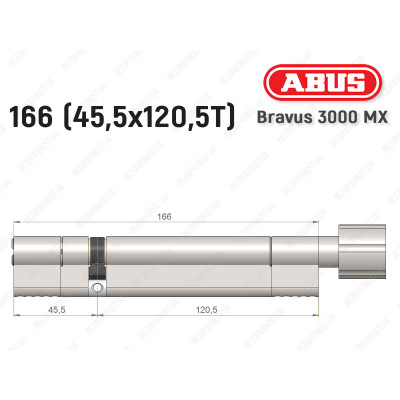 Цилиндр ABUS BRAVUS 3000 MX, ключ-тумблер, 165 мм (45х120T)