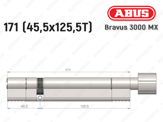 Цилиндр ABUS BRAVUS 3000 MX, ключ-тумблер, 170 мм (45х125T)