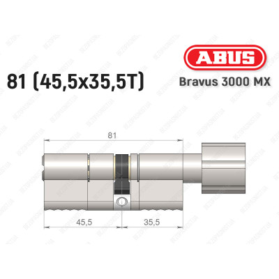 Циліндр ABUS BRAVUS 3000 MX, з тумблером, 100 мм (30х70T)