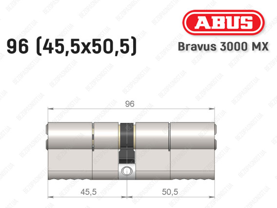 Циліндр ABUS BRAVUS 3000 MX, ключ-ключ, 95 мм (45х50)