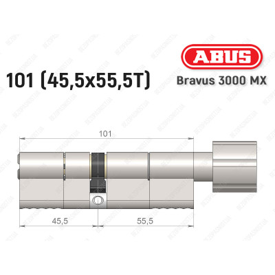 Циліндр ABUS BRAVUS 3000 MX, з тумблером, 100 мм (30х70T)