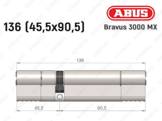 Циліндр ABUS BRAVUS 3000 MX, ключ-ключ, 135 мм (45х90)