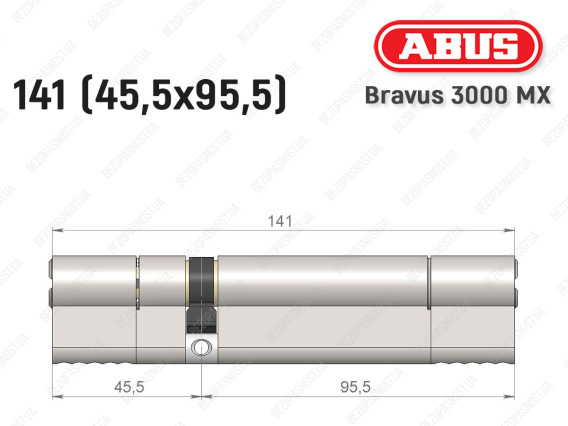 Циліндр ABUS BRAVUS 3000 MX, ключ-ключ, 140 мм (45х95)