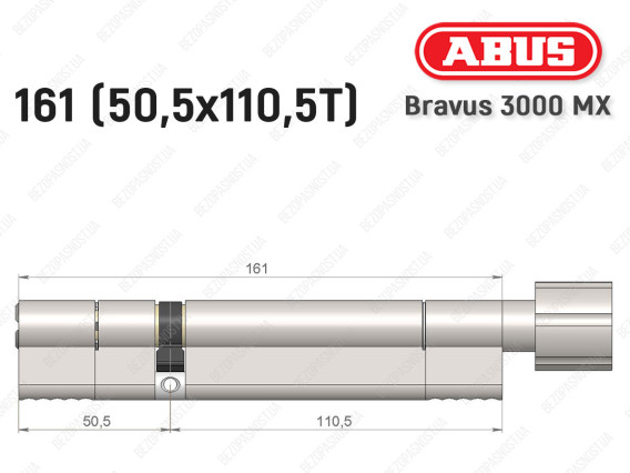 Цилиндр ABUS BRAVUS 3000 MX, ключ-тумблер, 160 мм (50х110T)