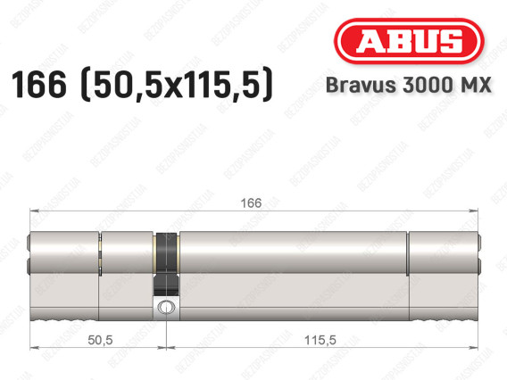 Циліндр ABUS BRAVUS 3000 MX, ключ-ключ, 165 мм (50х115)