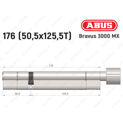 Циліндр ABUS BRAVUS 3000 MX, з тумблером, 100 мм (30х70T)
