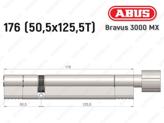 Цилиндр ABUS BRAVUS 3000 MX, ключ-тумблер, 175 мм (50х125T)