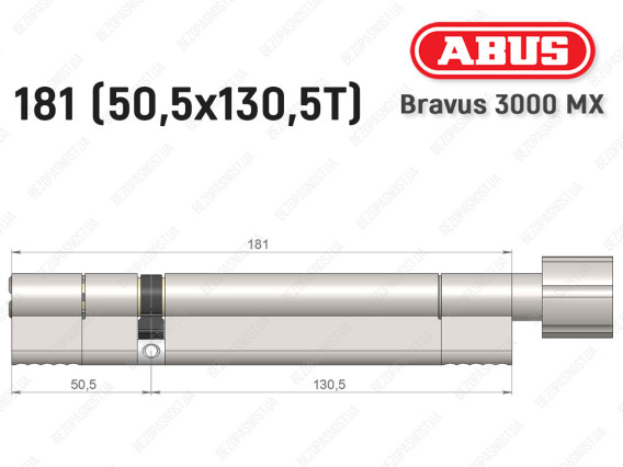 Цилиндр ABUS BRAVUS 3000 MX, ключ-тумблер, 180 мм (50х130T)
