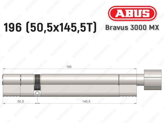 Цилиндр ABUS BRAVUS 3000 MX, ключ-тумблер, 195 мм (50х145T)