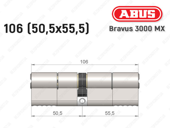 Цилиндр ABUS BRAVUS 3000 MX, ключ-ключ, 105 мм (50х55)
