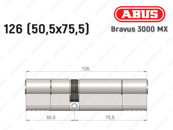 Циліндр ABUS BRAVUS 3000 MX, ключ-ключ, 125 мм (50х75)