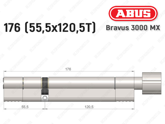 Цилиндр ABUS BRAVUS 3000 MX, ключ-тумблер, 175 мм (55х120T)