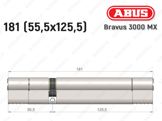 Циліндр ABUS BRAVUS 3000 MX, ключ-ключ, 180 мм (55х125)