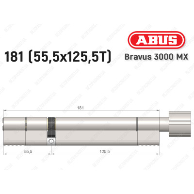 Цилиндр ABUS BRAVUS 3000 MX, ключ-тумблер, 180 мм (55х125T)