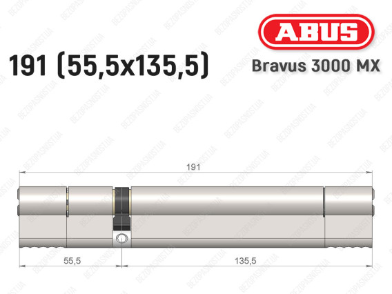 Цилиндр ABUS BRAVUS 3000 MX, ключ-ключ, 190 мм (55х135)