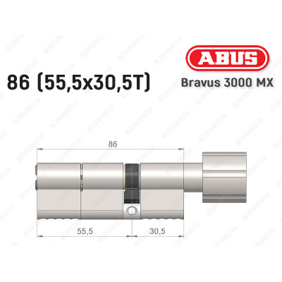 Цилиндр ABUS BRAVUS 3000 MX, ключ-тумблер, 85 мм (55х30T)