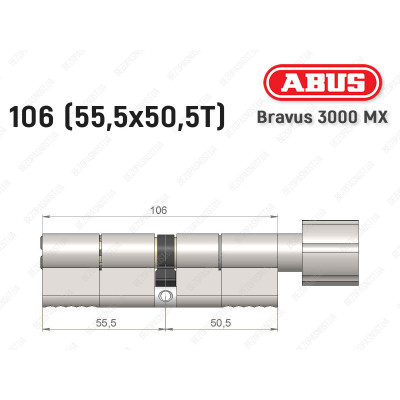 Циліндр ABUS BRAVUS 3000 MX, з тумблером, 100 мм (30х70T)