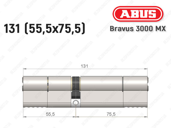 Циліндр ABUS BRAVUS 3000 MX, ключ-ключ, 130 мм (55х75)