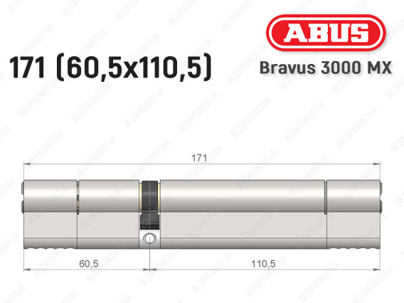 Цилиндр ABUS BRAVUS 3000 MX, ключ-ключ, 170 мм (60х110)