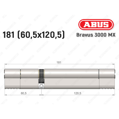 Циліндр ABUS BRAVUS 3000 MX, ключ-ключ, 180 мм (60х120)