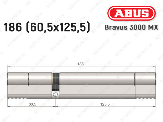 Цилиндр ABUS BRAVUS 3000 MX, ключ-ключ, 185 мм (60х125)