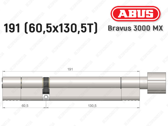 Цилиндр ABUS BRAVUS 3000 MX, ключ-тумблер, 190 мм (60х130T)