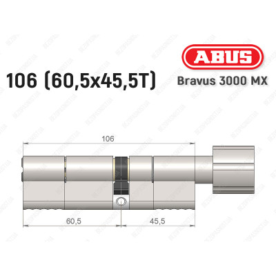 Циліндр ABUS BRAVUS 3000 MX, з тумблером, 100 мм (30х70T)
