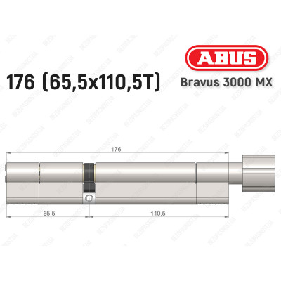Циліндр ABUS BRAVUS 3000 MX, з тумблером, 100 мм (30х70T)