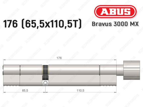 Цилиндр ABUS BRAVUS 3000 MX, ключ-тумблер, 175 мм (65х110T)