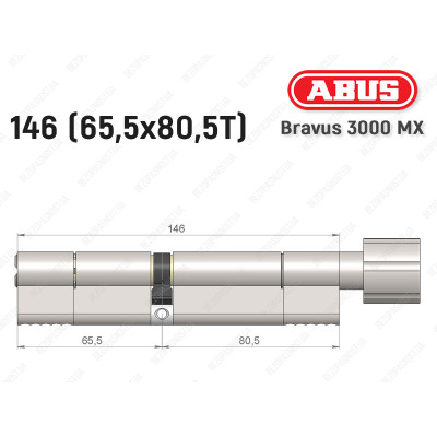 Цилиндр ABUS BRAVUS 3000 MX, ключ-тумблер, 145 мм (65х80T)