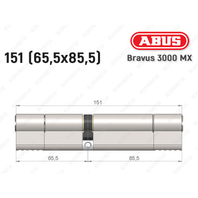 Циліндр ABUS BRAVUS 3000 MX, ключ-ключ, 150 мм (65х85)