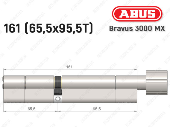 Цилиндр ABUS BRAVUS 3000 MX, ключ-тумблер, 160 мм (65х95T)