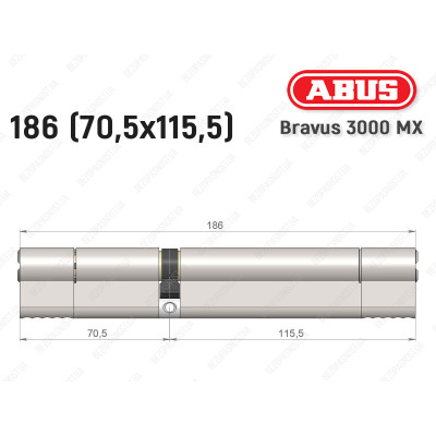 Циліндр ABUS BRAVUS 3000 MX, ключ-ключ, 185 мм (70х115)