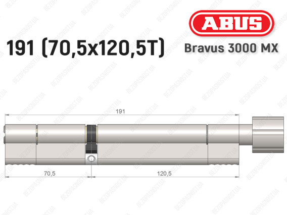 Циліндр ABUS BRAVUS 3000 MX, з тумблером, 190 мм (70х120T)