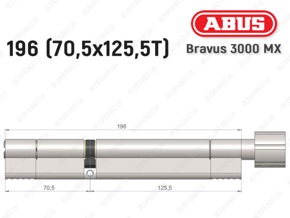 Цилиндр ABUS BRAVUS 3000 MX, ключ-тумблер, 195 мм (70х125T)