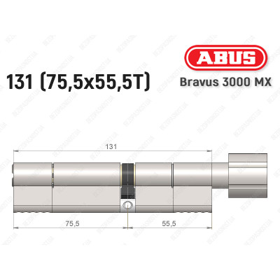 Циліндр ABUS BRAVUS 3000 MX, з тумблером, 100 мм (30х70T)