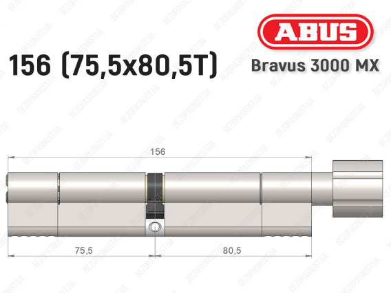 Цилиндр ABUS BRAVUS 3000 MX, ключ-тумблер, 155 мм (75х80T)