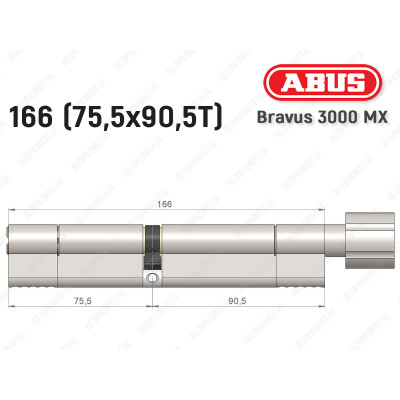 Циліндр ABUS BRAVUS 3000 MX, з тумблером, 100 мм (30х70T)