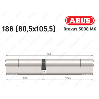 Циліндр ABUS BRAVUS 3000 MX, ключ-ключ, 185 мм (80х105)