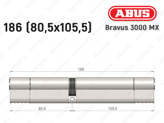 Цилиндр ABUS BRAVUS 3000 MX, ключ-ключ, 185 мм (80х105)